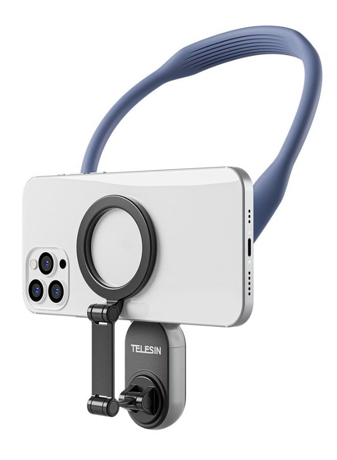 Magnetic Neck Mount for Phones, Cell Phone Holder Stand Hanging on Neck POV/Vlog Selfie Hand Free Necklace Phone Strap Video Recording for iPhone 15 14 13 12 Series Android Phones (Purple)  - Image 1