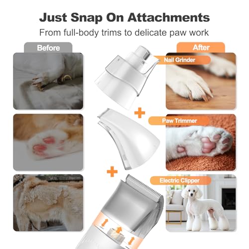 Afloia 6-in-1 Dog Grooming Kit, Pet Grooming Vacuum for Shedding, Dog Hair Vacuum with Clipper Nail Trimmer Grinder, Pet Brush Groomer at Home, Low Noise Cats Hair Remover, 1.5L Dust Cup, White - Image 3
