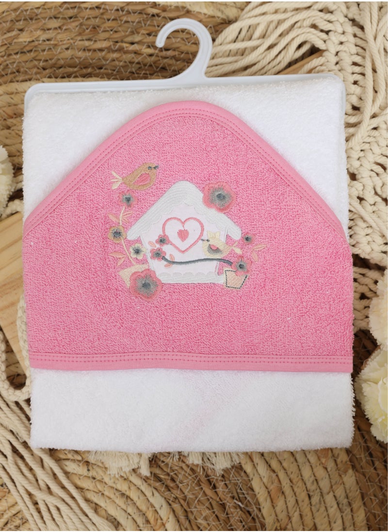 FUN MOMENT Bath towel with a hood for children 80 x 80 cm  - Image 1