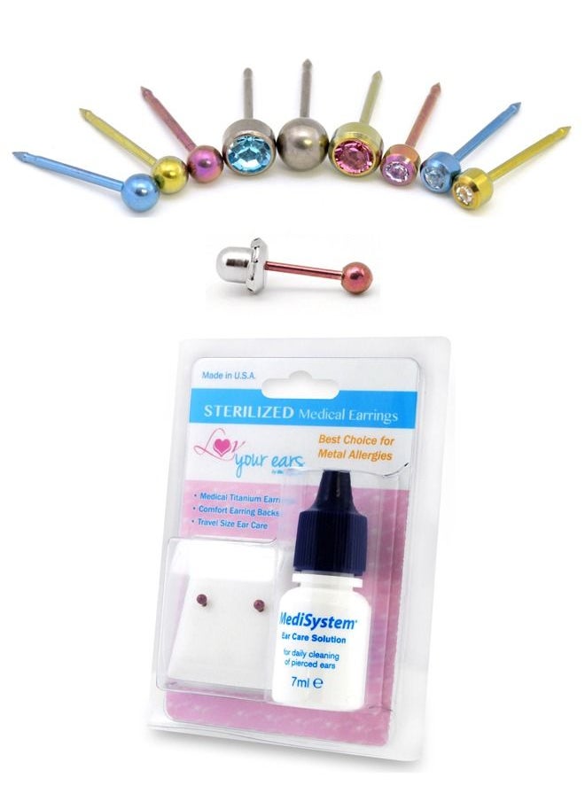 MediSystem Sterilized Medical Earrings Titanium 3mm Ball, Made in USA  - Image 2