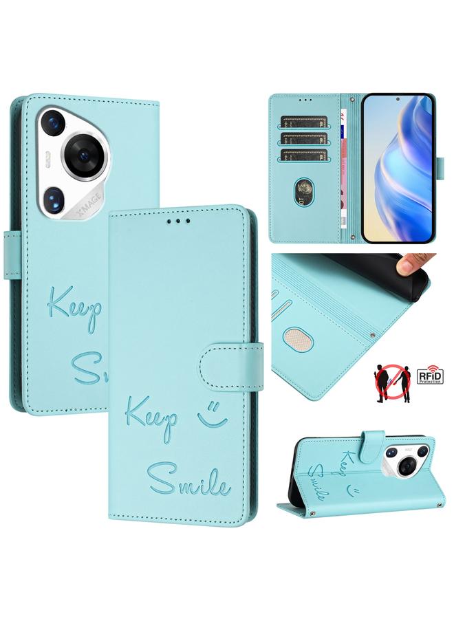 Zaboon Case For Huawei Pura 70 Pro Smile Embossing RFID Leather Phone Case - Image 1
