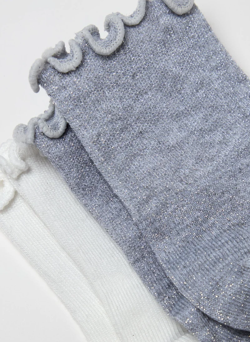 او في اس Two-Pair Pack Short Stretch Socks With Lurex