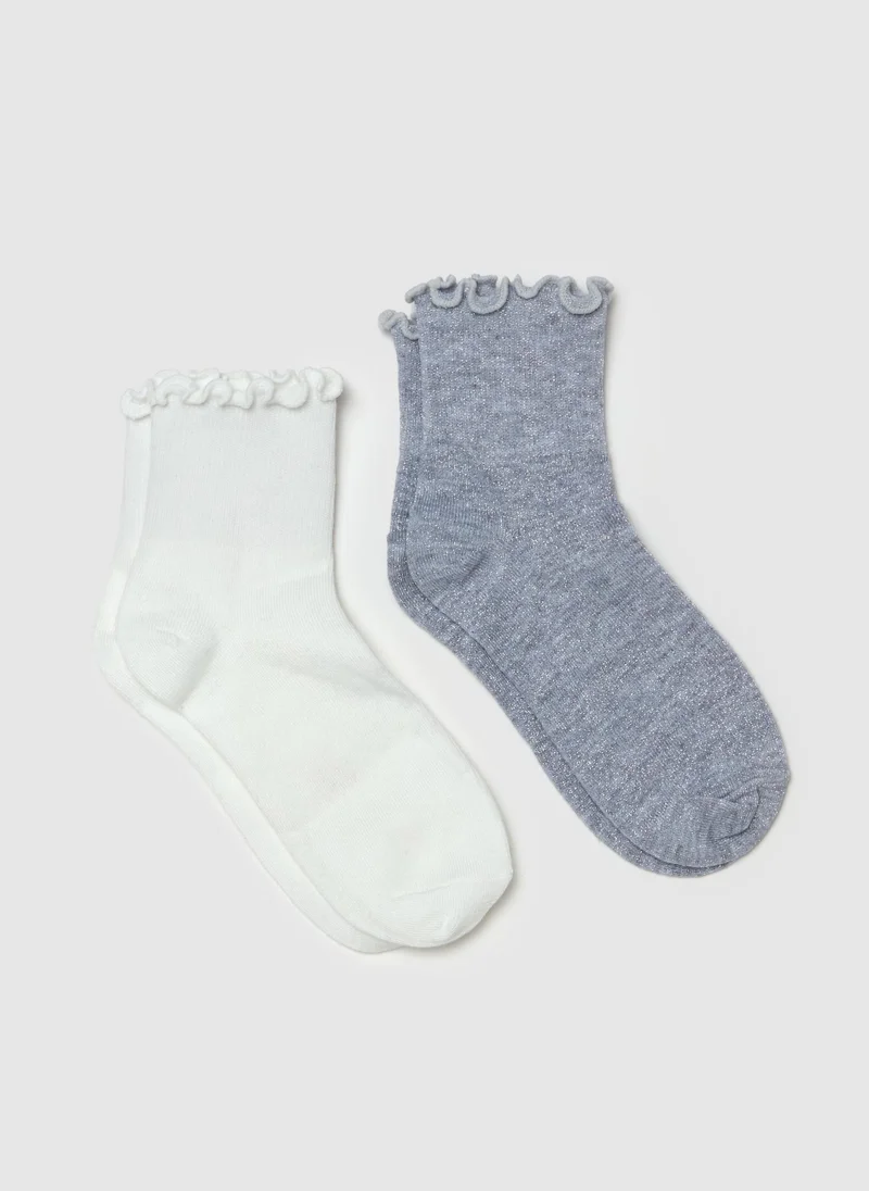 او في اس Two-Pair Pack Short Stretch Socks With Lurex