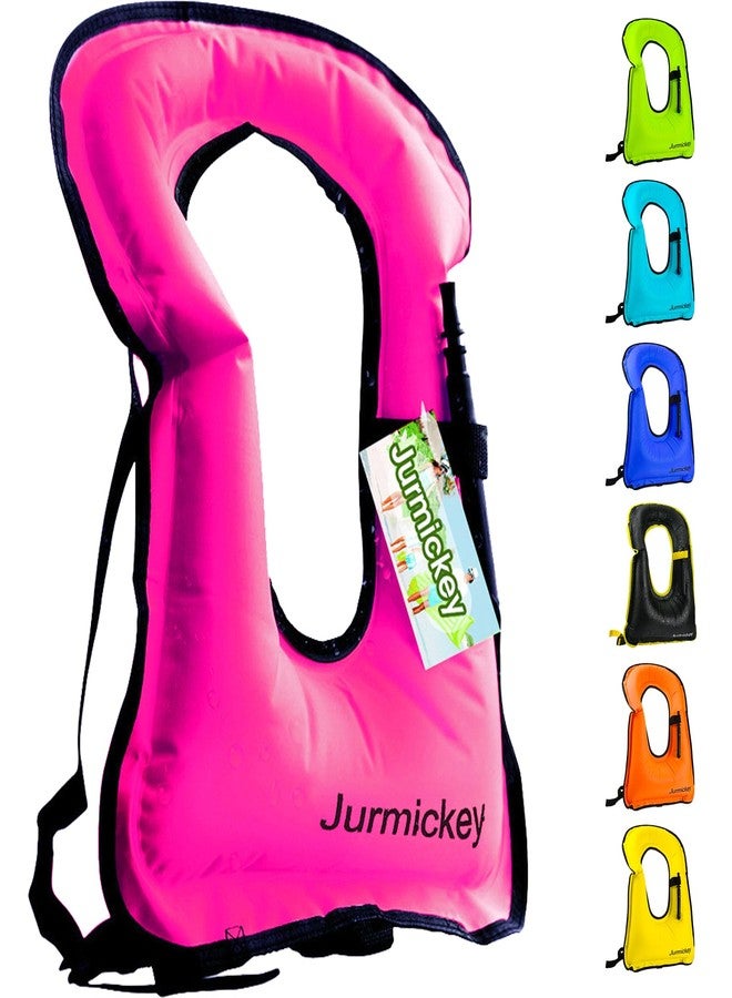 Jurmickey Inflatable Snorkel Vest Adults, Portable Snorkel Jacket, Buoyancy Vest for Snorkeling, Swimming, Kayaking, Boating, Safety Load Up to 220 Ibs (Pink) - Image 1