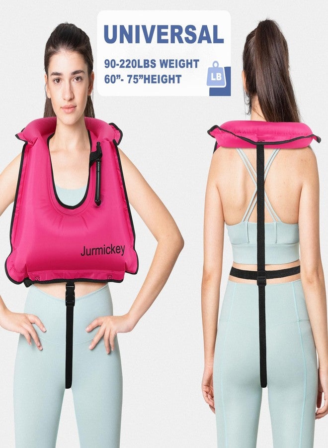 Jurmickey Inflatable Snorkel Vest Adults, Portable Snorkel Jacket, Buoyancy Vest for Snorkeling, Swimming, Kayaking, Boating, Safety Load Up to 220 Ibs (Pink) - Image 2