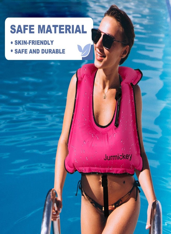 Jurmickey Inflatable Snorkel Vest Adults, Portable Snorkel Jacket, Buoyancy Vest for Snorkeling, Swimming, Kayaking, Boating, Safety Load Up to 220 Ibs (Pink) - Image 4