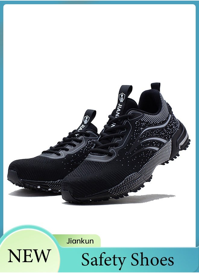 JIANKUN Steel Toe Shoes for Men Lightweight Safety Shoes Comfortable Puncture Proof Slip On Indestructible Work Shoes and Fashion Sneakers.  - Image 1