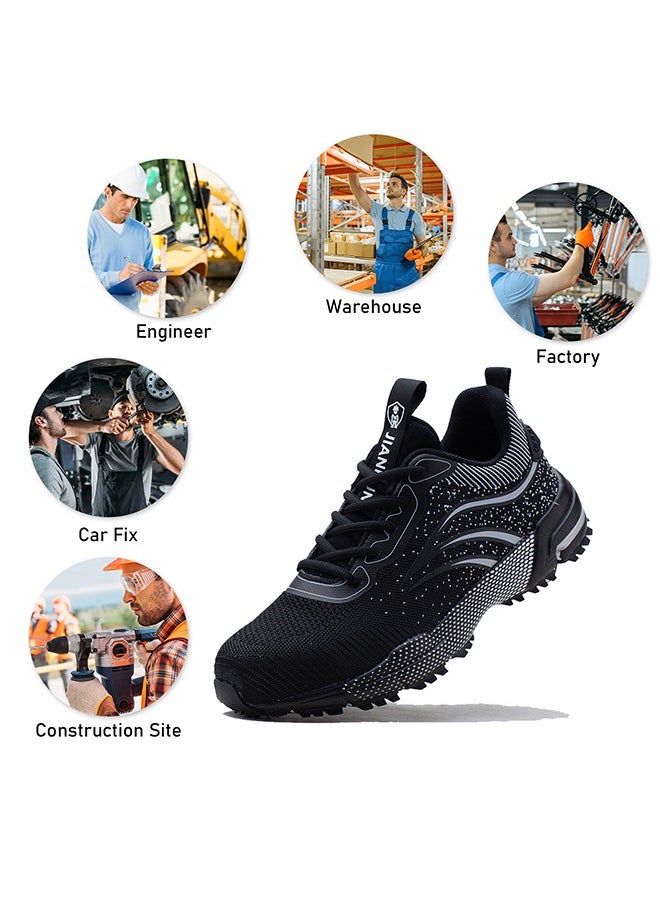 Steel Toe Shoes for Men Lightweight Safety Shoes Comfortable Puncture Proof Slip On Indestructible Work Shoes and Fashion Sneakers.