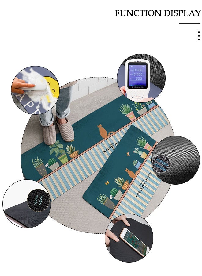 DUNISO قطعتان من سجاد ودواسات المطبخ غير القابلة للانزلاق، مجموعة سجادة مضادة للتعب في مدخل المطبخ، سجادة أرضية خلفية للمطبخ والحمام والمكتب 40*60 سم&amp;40*120 سم، بوليستر، مستطيل - Image 3