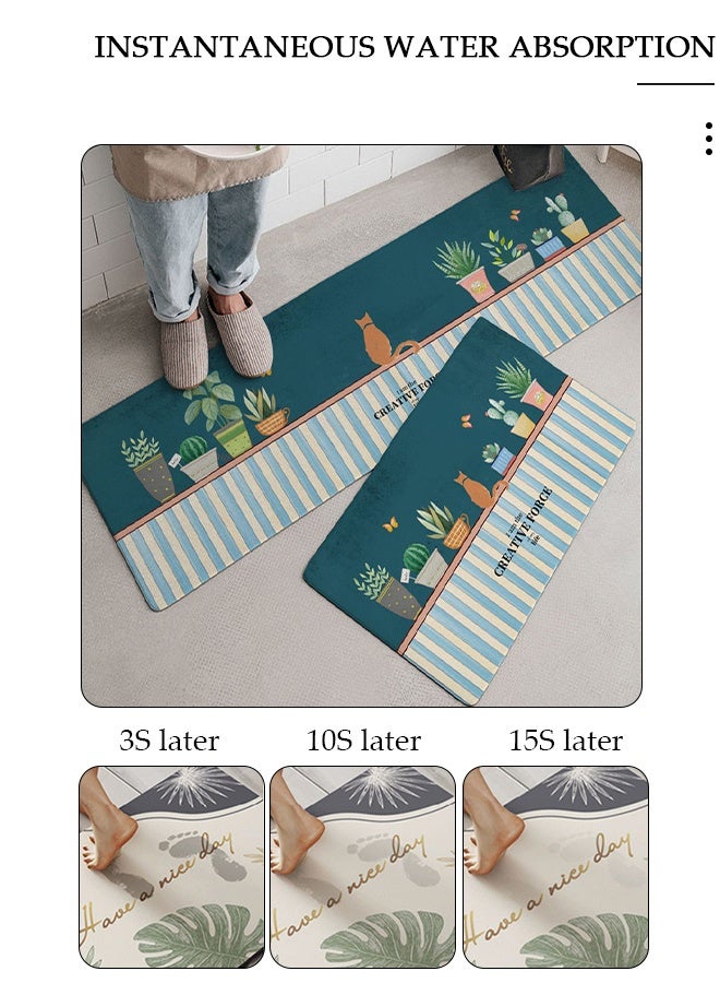 DUNISO قطعتان من سجاد ودواسات المطبخ غير القابلة للانزلاق، مجموعة سجادة مضادة للتعب في مدخل المطبخ، سجادة أرضية خلفية للمطبخ والحمام والمكتب 40*60 سم&amp;40*120 سم، بوليستر، مستطيل - Image 5