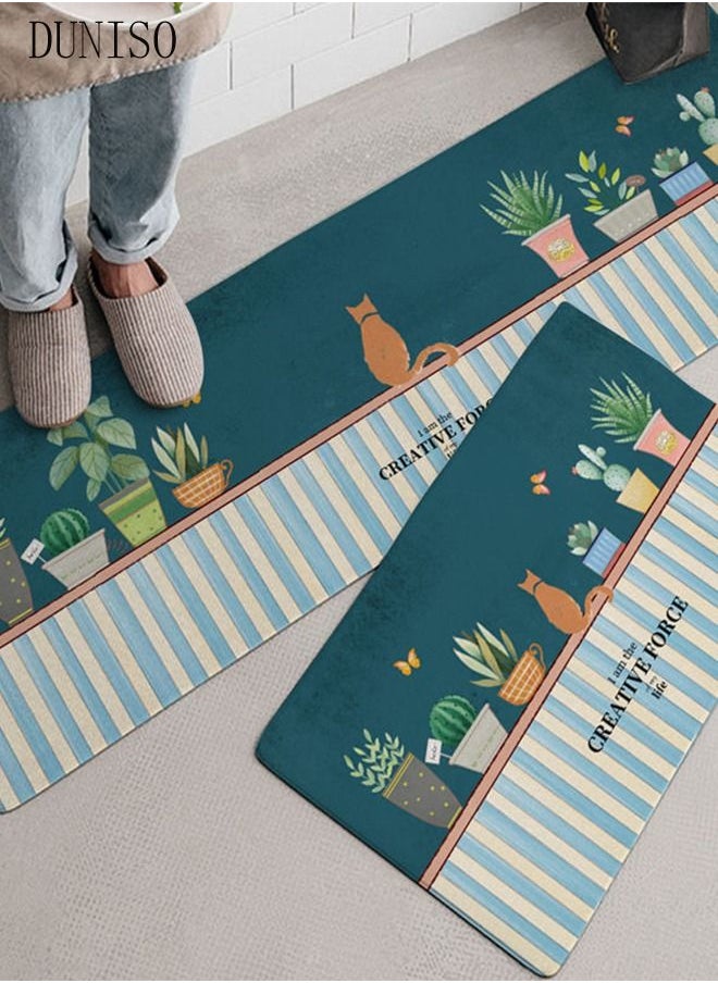 DUNISO 2PCS Non-Slip Kitchen Rugs and Mats, Anti-Fatigue Hallway Kitchen Runner Rug Set Backing Floor Mat for Kitchen Laundry Bathroom Office 40*60cm&40*120cm, Polyester, Rectangle  - Image 4