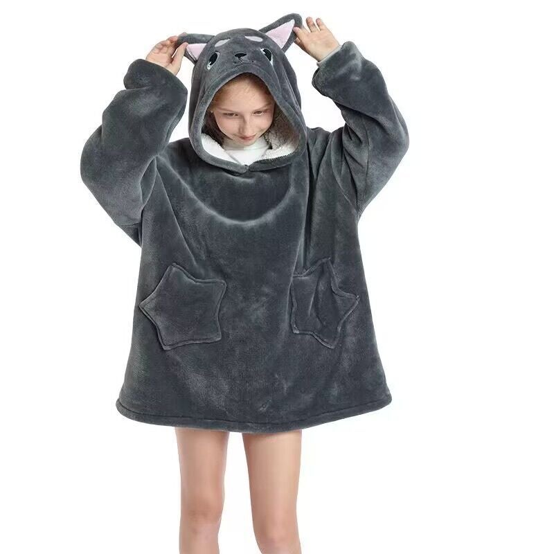 general Kids Cartoon Hooded Flannel Robe Winter Warm Home Clothing - Image 1