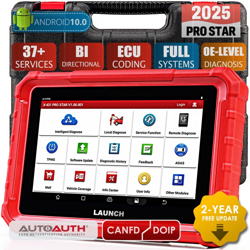 LAUNCH X431 PRO Star 2025 Lastest Version BiDirectional Diagnostic Scanner 37 Services ECU Coding Full System OBD2 Scan Tool with CANFD DoIP FCA AutoAuth Quick Guided 2 Years Free Update