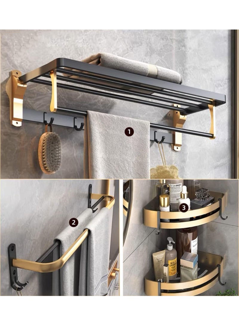 MONOGUE 3PCS Bathroom Accessories Bath Hardware Set Towel Holder Towel Rack Double Wall Hanging Basket. - Image 1