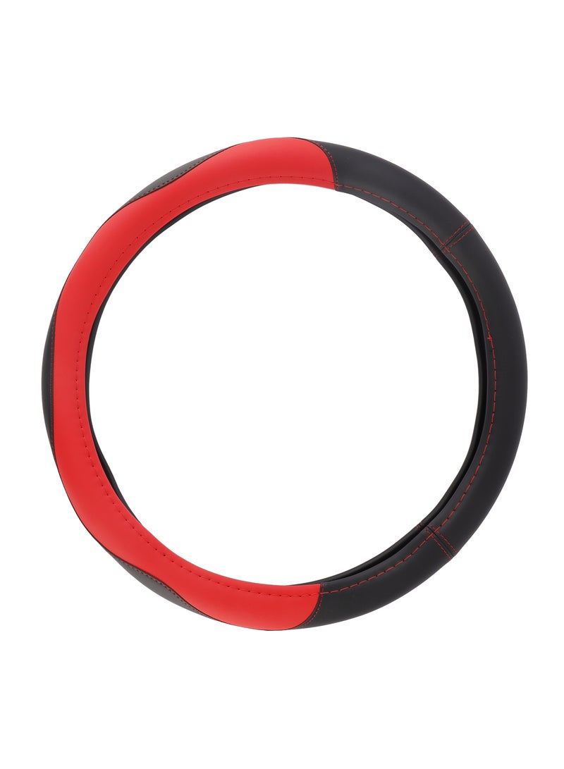 Epsilon Steering Wheel Cover- EPS1236 Size: L With Leather Touch for Improved Control and Grip Perfect for Protecting your Steering Wheel From Cracking and Peeling Black and red  - Image 2