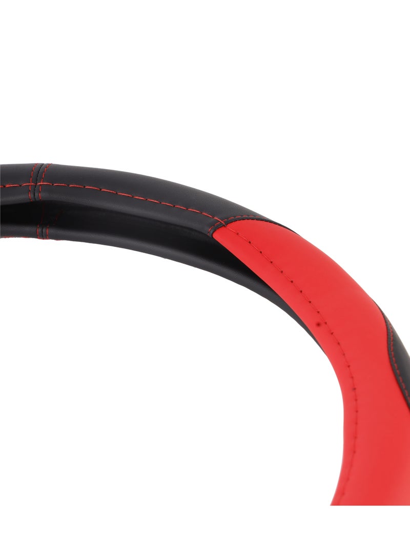 Epsilon Steering Wheel Cover- EPS1236 Size: L With Leather Touch for Improved Control and Grip Perfect for Protecting your Steering Wheel From Cracking and Peeling Black and red  - Image 3