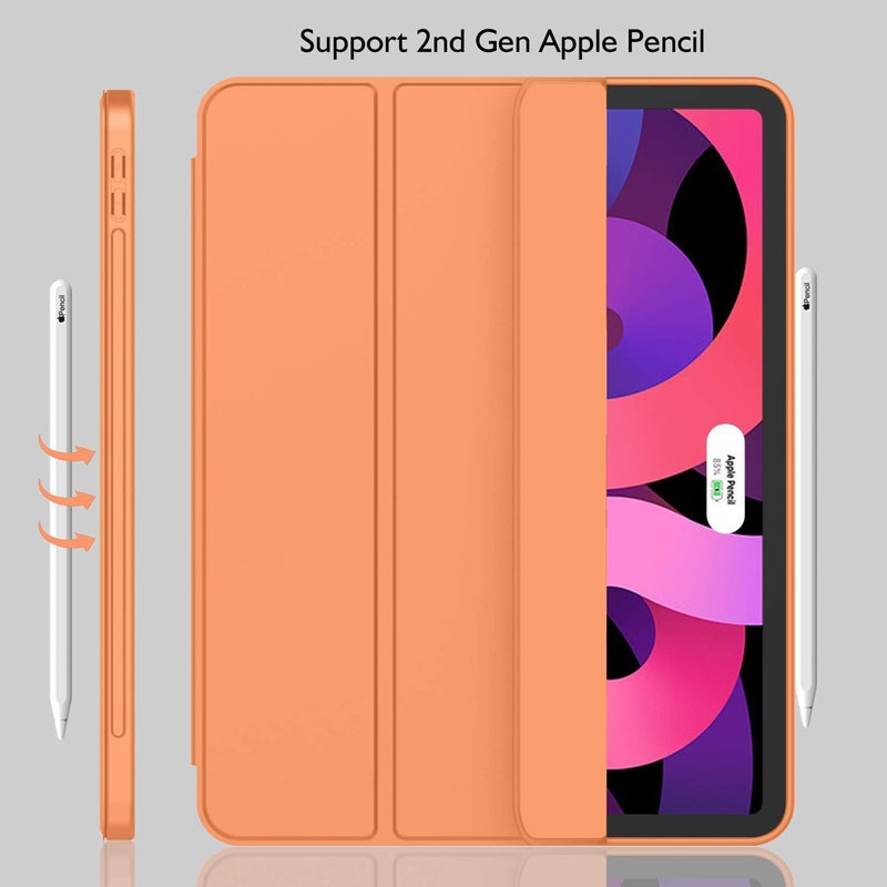 iMieet iPad Air 11 Inch Case M3(2025) / M2 (2024), iPad Air 5th/4th Generation Case 2022/2020 10.9 Inch with Pencil Holder,Trifold Stand Smart Case with Soft TPU Back(Orange) - Image 3