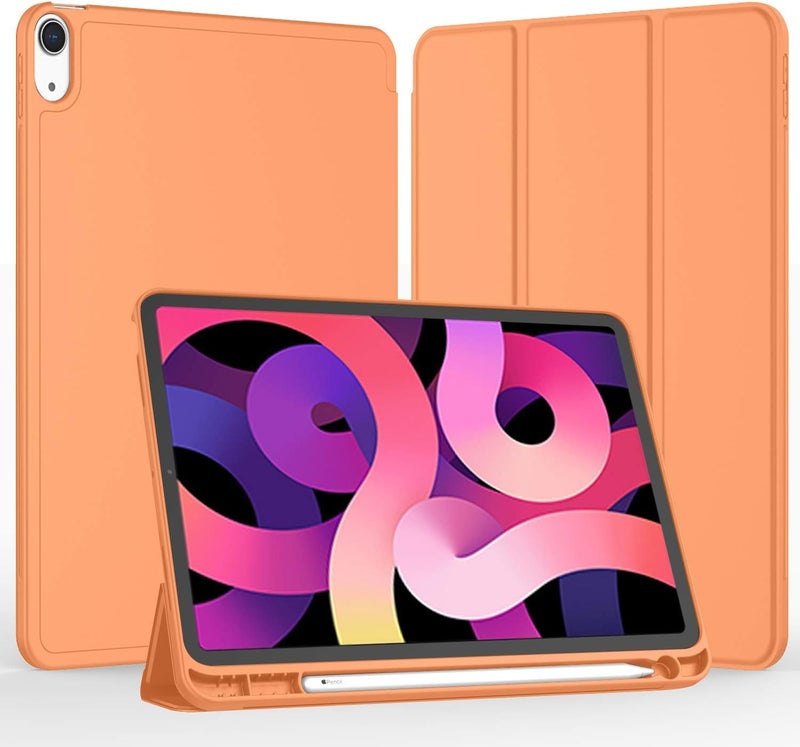 iMieet iPad Air 11 Inch Case M3(2025) / M2 (2024), iPad Air 5th/4th Generation Case 2022/2020 10.9 Inch with Pencil Holder,Trifold Stand Smart Case with Soft TPU Back(Orange) - Image 2