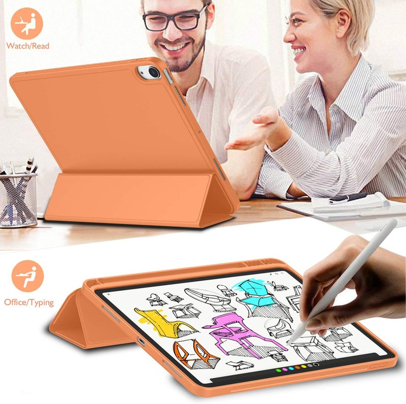iMieet iPad Air 11 Inch Case M3(2025) / M2 (2024), iPad Air 5th/4th Generation Case 2022/2020 10.9 Inch with Pencil Holder,Trifold Stand Smart Case with Soft TPU Back(Orange) - Image 5