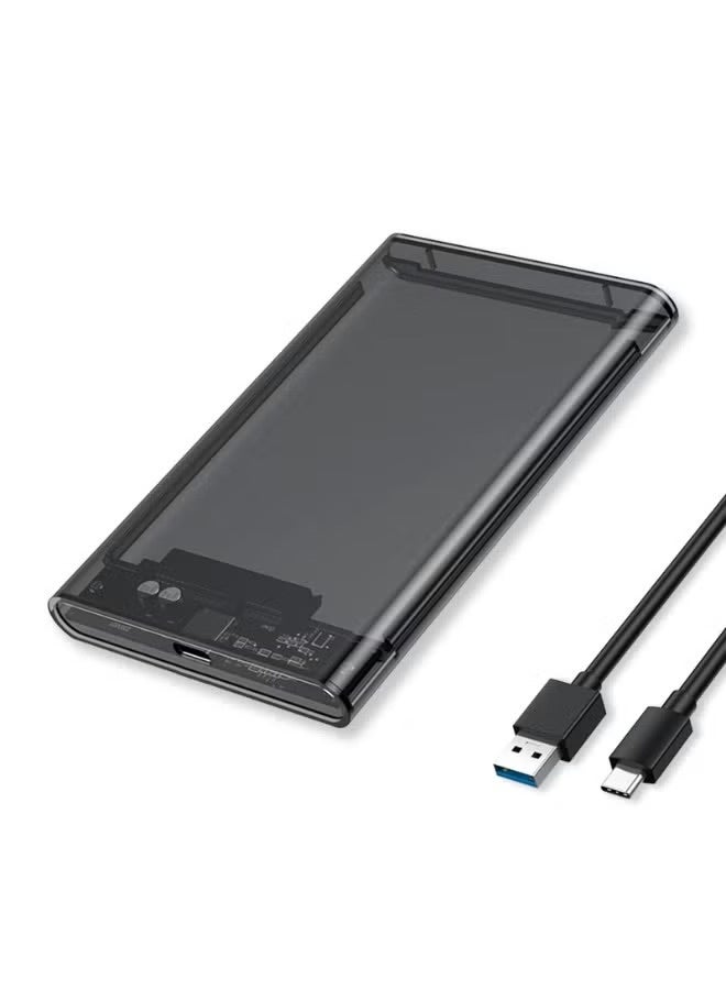 علبة قرص صلب خارجي مقاس 2.5 بوصة، SATA بسرعة 6 جيجابت في الثانية إلى USB-C 3.1، متوافق مع SATA/HDD/SSD مقاس 7/9.5 مم، تركيب بدون أدوات، سعة قصوى 6 تيرابايت. - Image 1