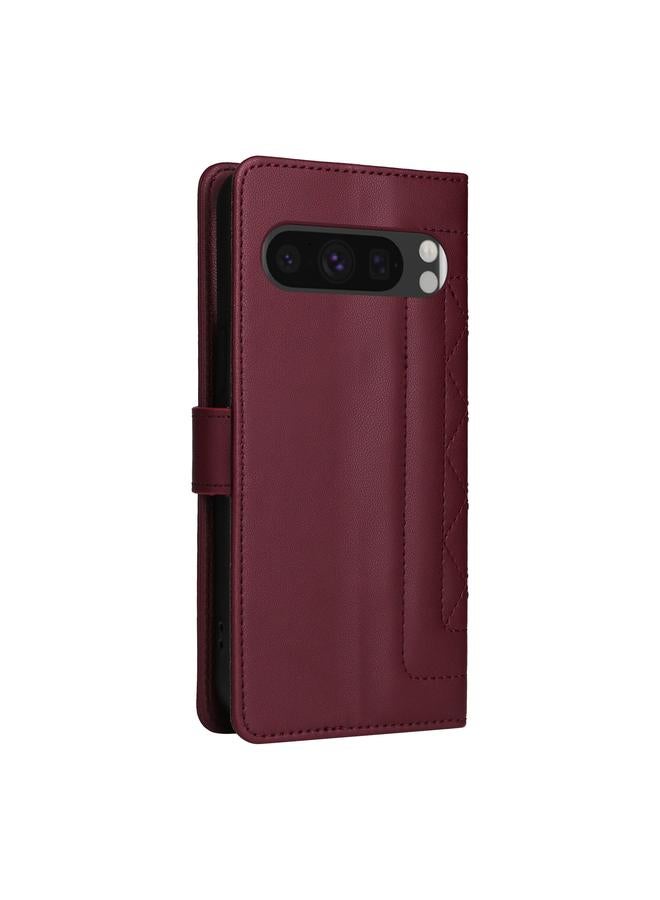 اس-توب جراب هاتف Google Pixel 9 من الجلد بتصميم شبكي ماسي قابل للطي - Image 3