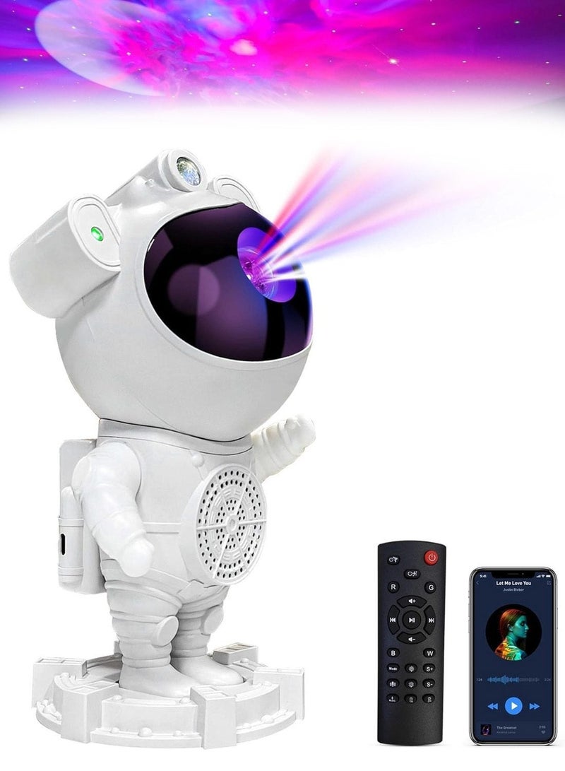 Wtech Astronaut Star Light Projector Night Light, Galaxy Sky Projector with Built-in Music Speaker, LED Space Lamp for Bedroom Projector - White - Image 1