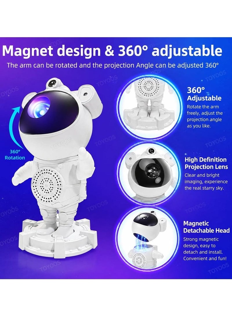 Wtech Astronaut Star Light Projector Night Light, Galaxy Sky Projector with Built-in Music Speaker, LED Space Lamp for Bedroom Projector - White - Image 5
