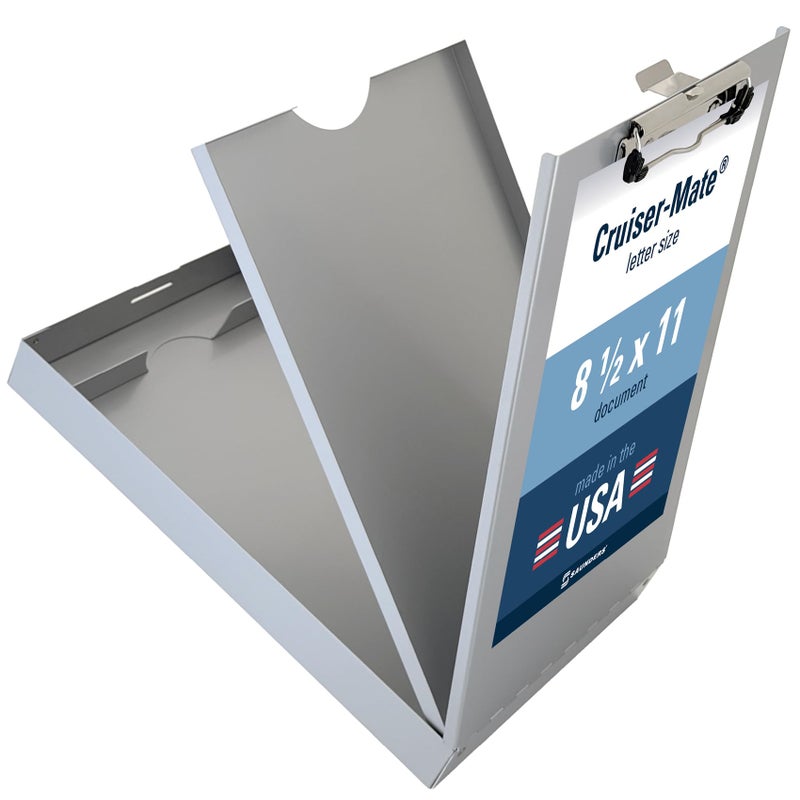 Saunders Metal Clipboard with Storage, Silver Dual Layer Nursing Clipboard Folio, Letter Size Paper Organizer, Slim Steel Clip, Form Holder Clip Board for Office, School & Work - Made in USA - Image 1