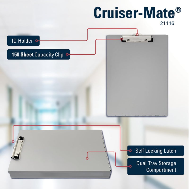 Saunders Metal Clipboard with Storage, Silver Dual Layer Nursing Clipboard Folio, Letter Size Paper Organizer, Slim Steel Clip, Form Holder Clip Board for Office, School & Work - Made in USA - Image 3