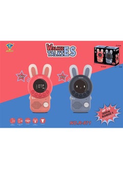 Walkie-talkie Remote Dialogue Ultra-clear Version Children's Outdoor Handheld Wireless Push-to-talk Parent-child Interactive Toys-Color:3km [cartoon Rabbit Walkie Talkie] Red Gray [with LCD Light Flashlight] Battery