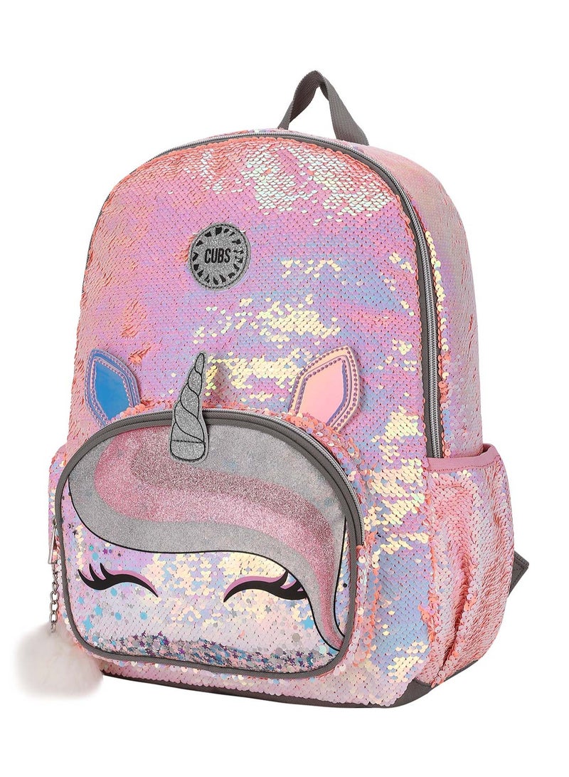 CUBS Unicorn Print Waterproof Kids 28L Glittery Backpack with zip closure Ideal for 5-12 years girls, compatible with 15 inch laptop - Image 2