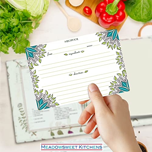 Meadowsweet Kitchens Recipe Card Set - 40 Double Sided Recipe Cards 4 x 6 Inch, Perfect Size Blank Cards for a Recipe Card Box, Make Your Own Personalized Recipe Book - New Leaves - Image 5