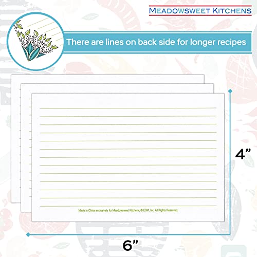 Meadowsweet Kitchens Recipe Card Set - 40 Double Sided Recipe Cards 4 x 6 Inch, Perfect Size Blank Cards for a Recipe Card Box, Make Your Own Personalized Recipe Book - New Leaves - Image 4