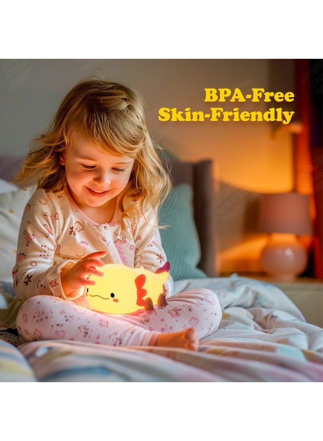UNEEDE Axolotl Night Light For Kids,Animal Silicone Nursery Night Lamp, Rechargeable Table Lamp Bedside Lamp,Cute Room Decor Night Light For Bedroom,Living Room,Dining,Desk Decorations,Gift - Image 3