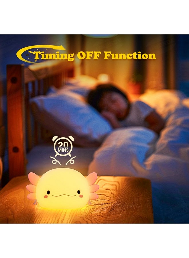 UNEEDE Axolotl Night Light For Kids,Animal Silicone Nursery Night Lamp, Rechargeable Table Lamp Bedside Lamp,Cute Room Decor Night Light For Bedroom,Living Room,Dining,Desk Decorations,Gift - Image 4