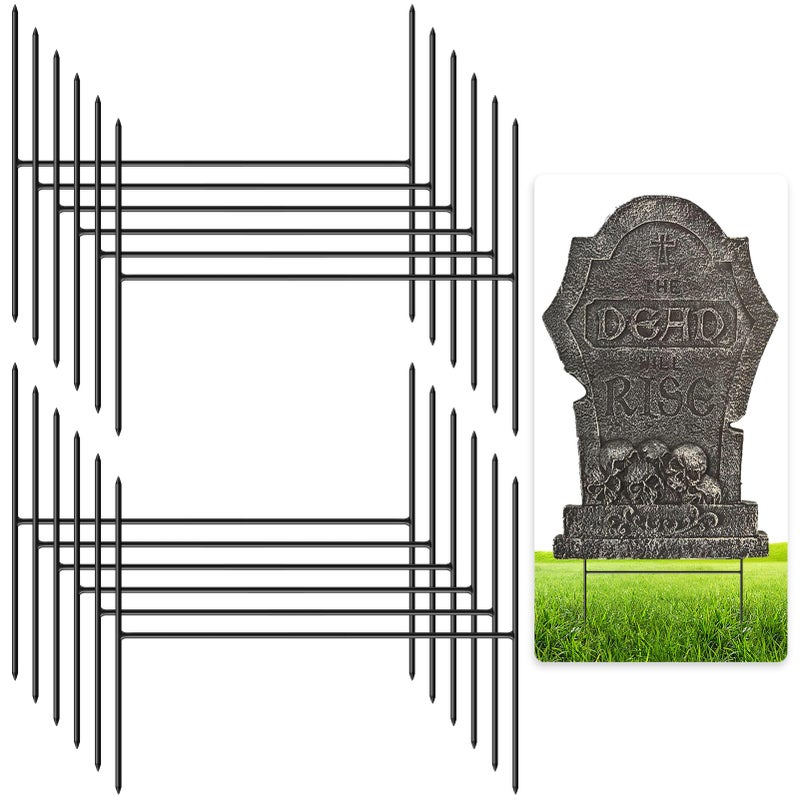 HOMSHIAM 12PCS Metal Halloween Tombstone Stakes 79X63 H Shaped Foam Graveyard Stakes for Yard Lawn Outdoor Decorations