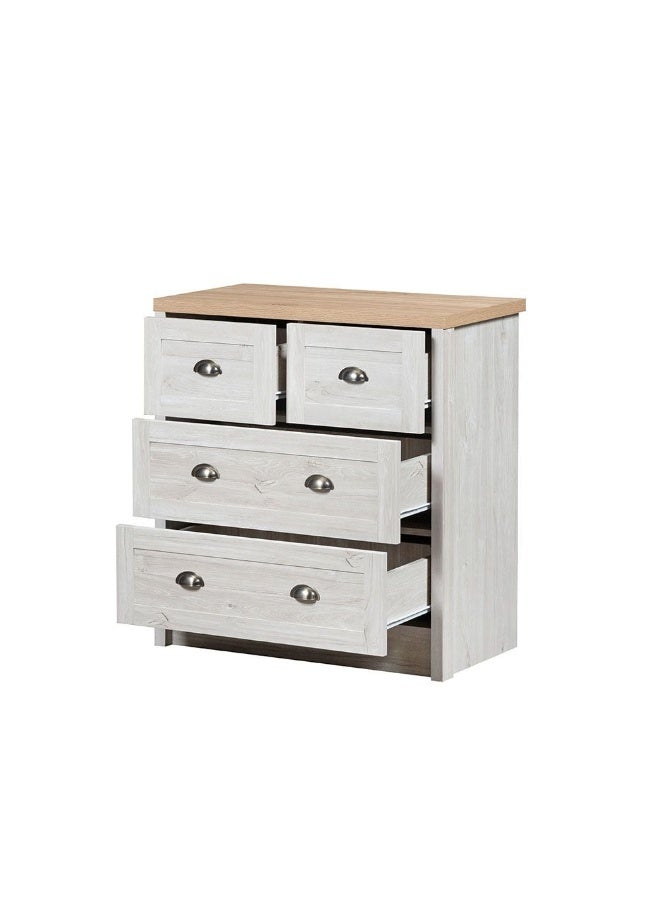 DANUBE HOME Cambridge 4-Drawer Dresser, Stylish Bedroom Storage, Modern Young Dresser Wooden Chest of Drawers Contemporary Storage Solution Oak And White Oak Finish - Image 4