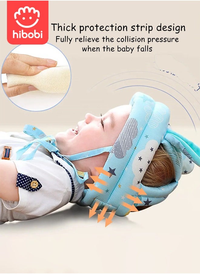 hibobi Toddler Head Protector Upgrade Infant Safety Helmet Breathable Head Drop Protection Soft Baby Helmet for Crawling Walking - Blue  - Image 2
