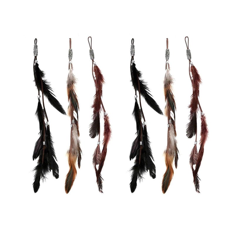ICYANG Women Feather Hair Clips Handmade Boho Hippie Hair Extensions with Clip Comb DIY Accessories Hairpin Headdress Set of 3