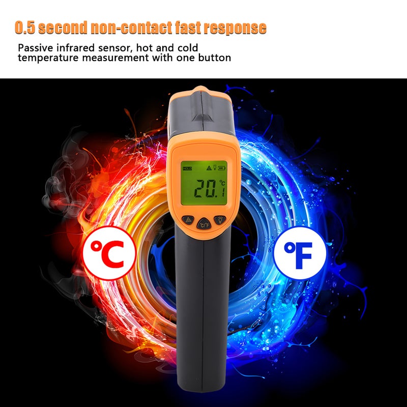 مستشعر ذكي AR320 - مقياس حرارة إشعاعي رقمي ليزر مع شاشة LCD بدون ملامسة 32 درجة مئوية ~ 380 درجة مئوية - Image 4