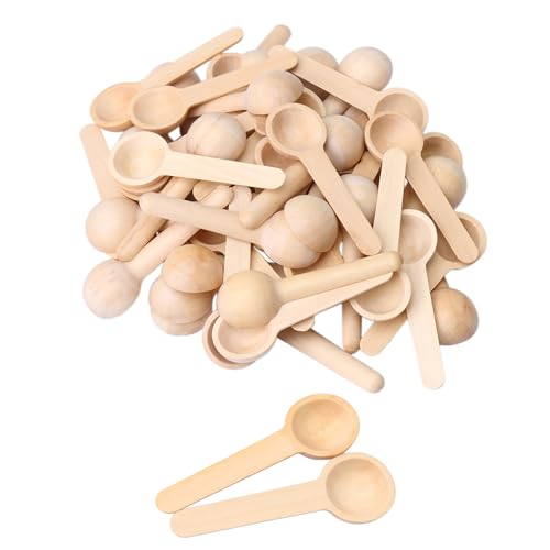 RDEXP Small Wooden Salt Spoons for Spice Jars Seasoning Honey Coffee Set of 50 - Image 1