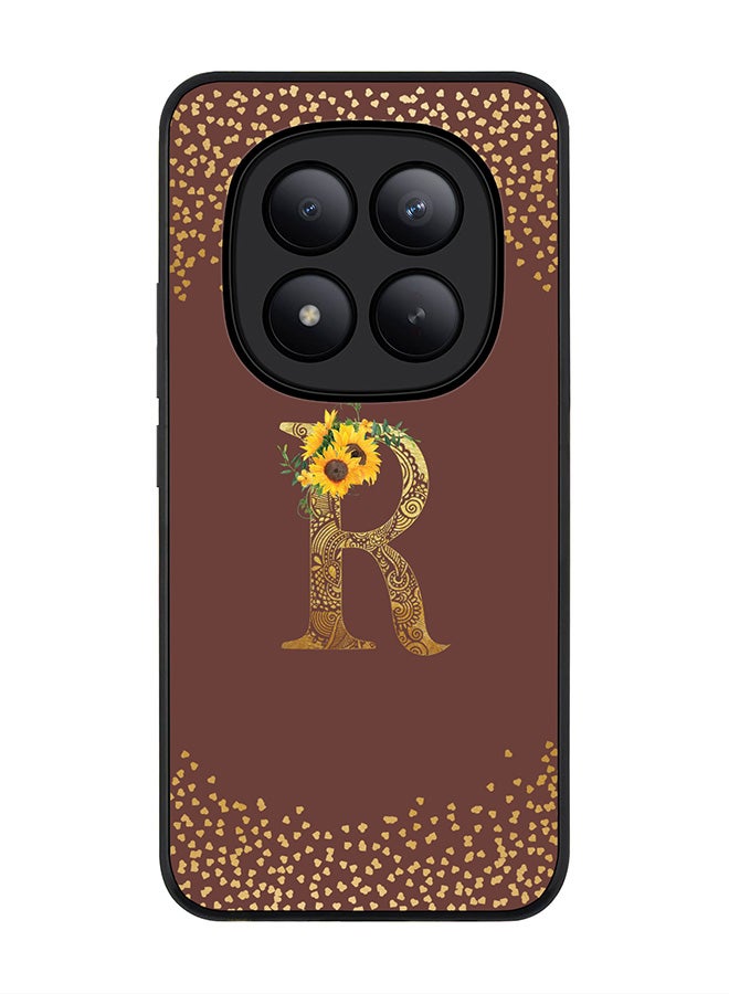 Stylizedd For Xiaomi Redmi Note 15 Pro+ / Poco M8 Pro Case,Slim fit Camera Protection, Shockproof Thin Phone cover  - Custom Floral Monogram - R  (Brown ) - Image 1