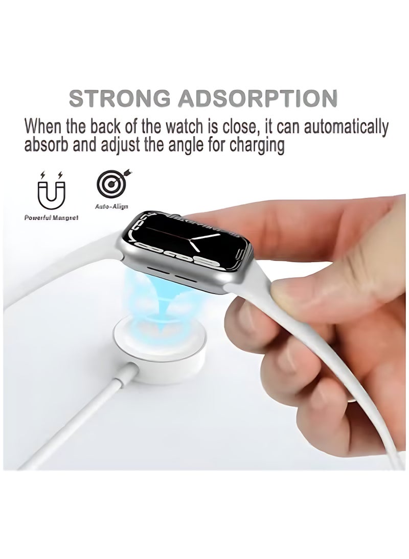 كابل شحن USB-C سريع للساعة، متوافق مع جميع إصدارات الساعة، كابل شحن مغناطيسي متوافق مع Series 9 / 8 / 7 / Ultra / Ultra 2 / SE 2 / 6 / 5 / 4 / 3 / 2 / 1 / SE 1، بطول 1 متر، بمنفذ Type-C - view 2