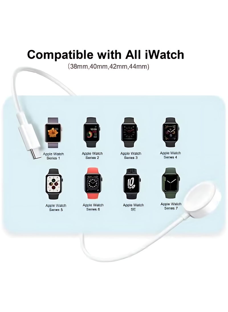 كابل شحن USB-C سريع للساعة، متوافق مع جميع إصدارات الساعة، كابل شحن مغناطيسي متوافق مع Series 9 / 8 / 7 / Ultra / Ultra 2 / SE 2 / 6 / 5 / 4 / 3 / 2 / 1 / SE 1، بطول 1 متر، بمنفذ Type-C - view 5
