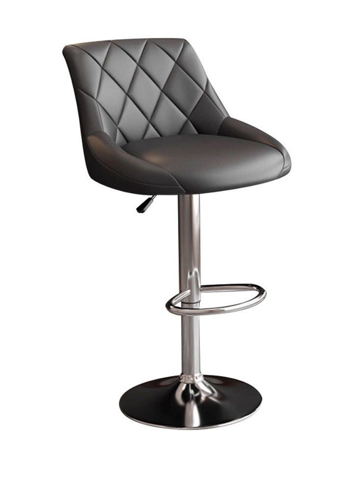 كيكي كرسي بار عصري من جلد البولي يوريثان باللون الأسود - ارتفاع قابل للتعديل ودوران باللون الأسود - Image 1