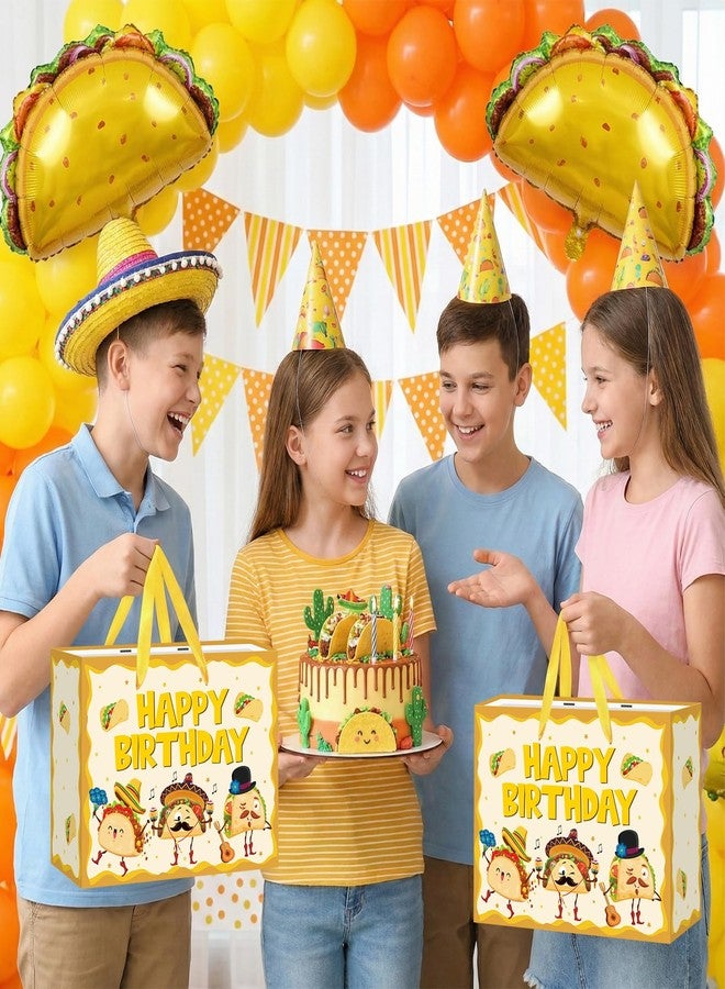 Woosytoo حقيبة هدايا عيد ميلاد بتصميم تاكو مرح، حقيبة هدايا لطيفة مزينة بورق تغليف هدايا بطابع مكسيكي، مع بطاقة وورق مناديل للأطفال والكبار، مناسبة لحفلات استقبال المولود الجديد، وأعياد الميلاد، واحتفالات سينكو دي مايو. - Image 4