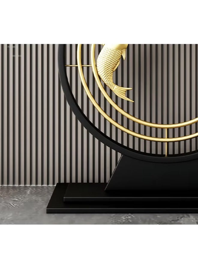 C&C Home - Modern Half Moon Shape Design with Metal Fishes Rustproof Rock Slab Tabletop Contemporary Console Table Metal Base Entryway Table Display Table Against the Wall Porch Table Pedestal for Foyer Living Room Home Offices 120x30x80 cm - Image 1