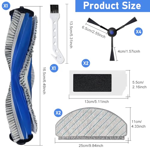 HASTHIP® 10Pcs Replenishment Kit, Replacement Parts for Ecovacs N20 Pro/N20 Robot, Vacuum Cleaner Replacement Accessories: Main Brush, 4 Side Brushes, 2 Mop Cloth, 2 Filters, Cleaning Detailing Brush - Image 2