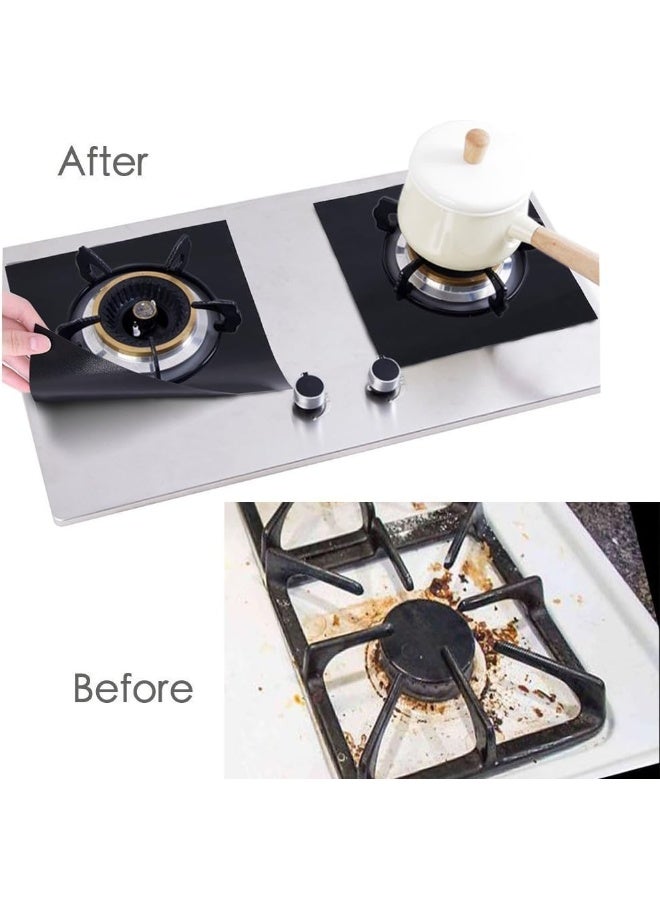 YRYM HT Stove Burner Covers - Gas Stove Protectors Black 0.2Mm Double Thickness, Reusable, Non-Stick, Fast Clean Liners For Kitchen/Cooking. Stove Top Covers Gas Burners Size 10.6" X 10.6" Bpa Free(8 Packs) - Image 2