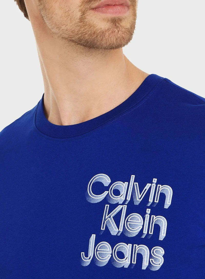 Calvin Klein Jeans Stacked Euphoric Crew Neck T-Shirt
